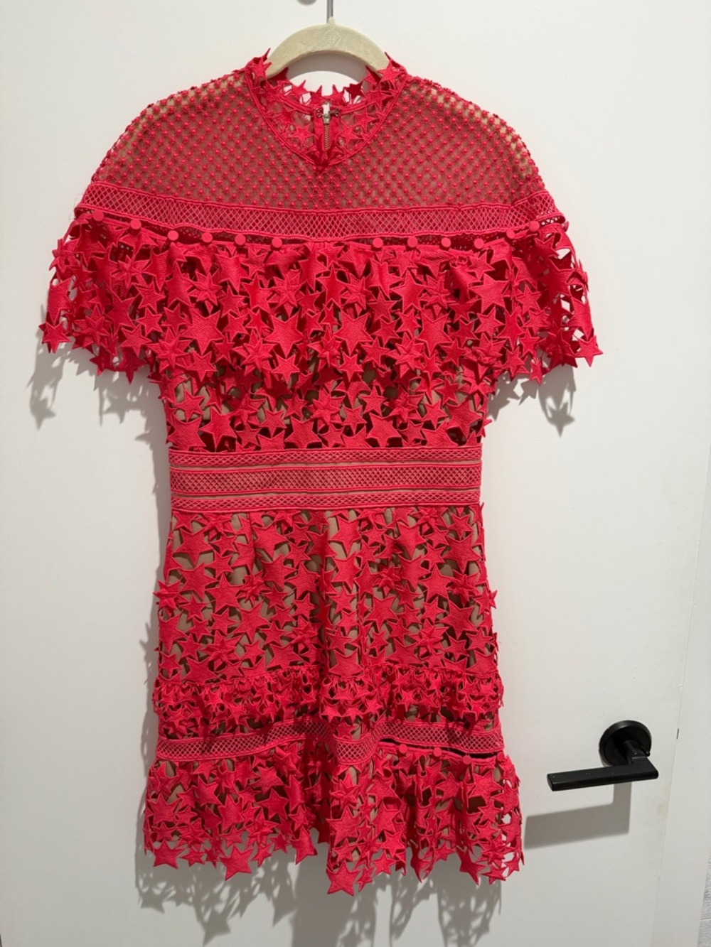 Self-Portrait Pink Lace Cutout Dress